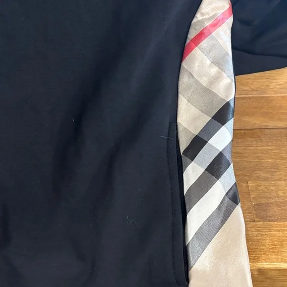 Burberry Black cotton blend track Jacket with Plaid XXL size 20 “pit to pit - Picture 9 of 14